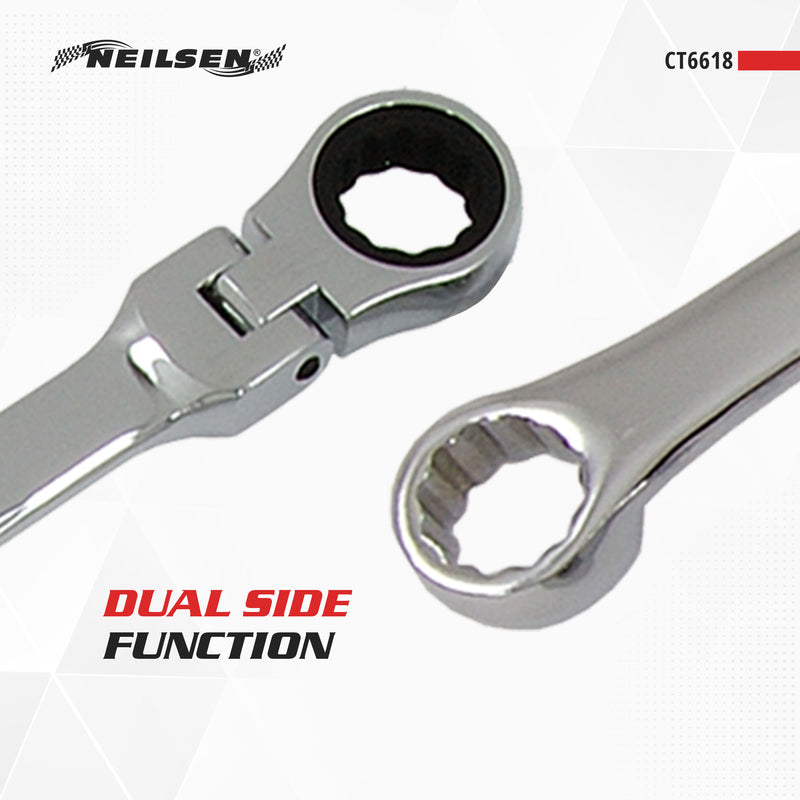 CT6618 - 10pcs Extra Long Flexible Ratcheting Spanner Set