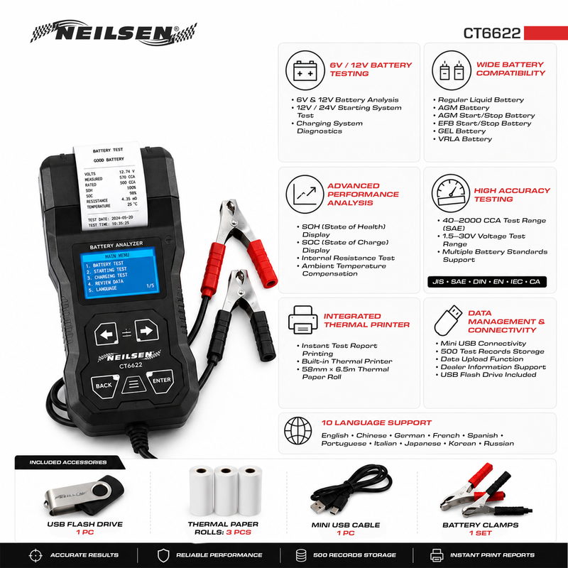 CT6622 - Battery Tester with Printer