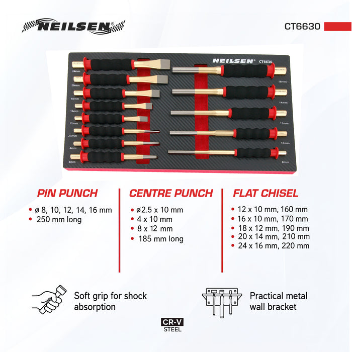 CT6630 - 13pc Pin Punch & Chisel Set