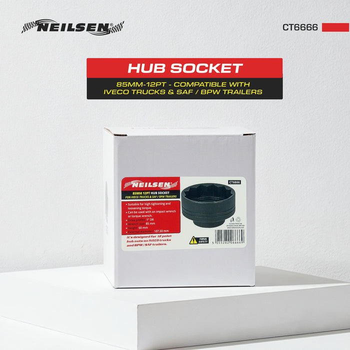 CT6666 - 85mm 12pt Hub Socket for Iveco Trucks & Saf / Bpw Trailers