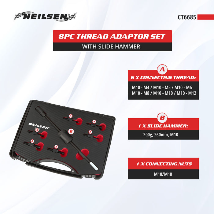 CT6685 - 8pc Thread Adapter Set With Slide Hammer 200G