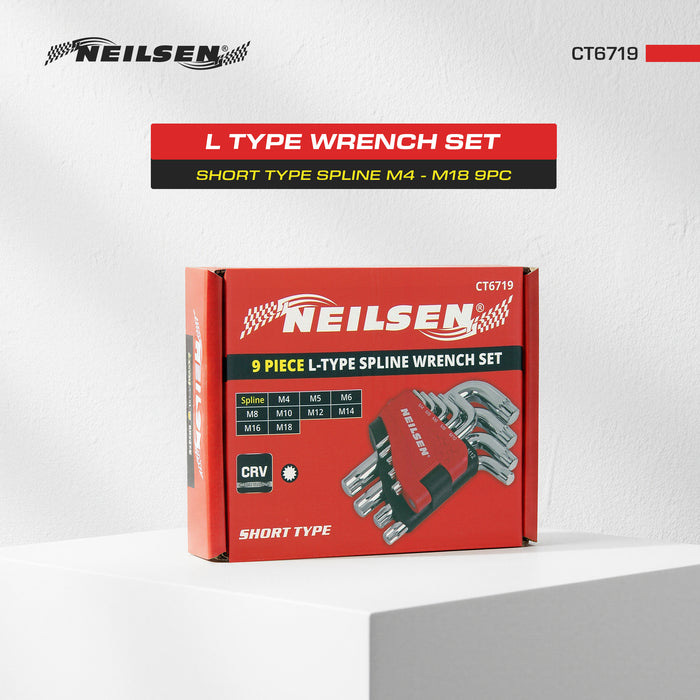 CT6719 - L Type Wrench Set Short Spline M4 - M18 9pc