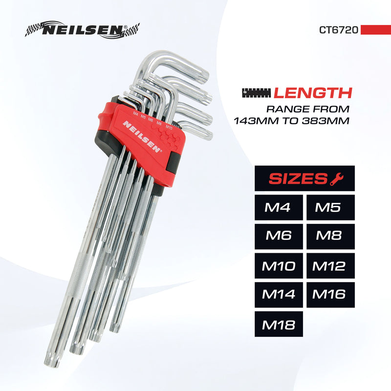 CT6720 - 9pc  L-Type Spline Wrench Set