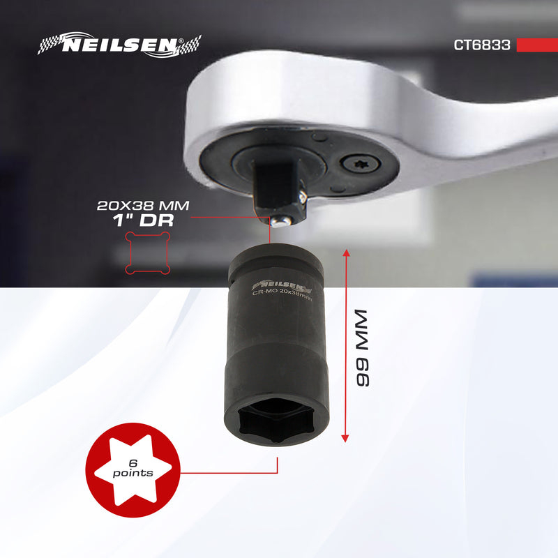 CT6833 - Budd Wheel Nut Socket Set 1 Inch Dr 20mm x 38mm