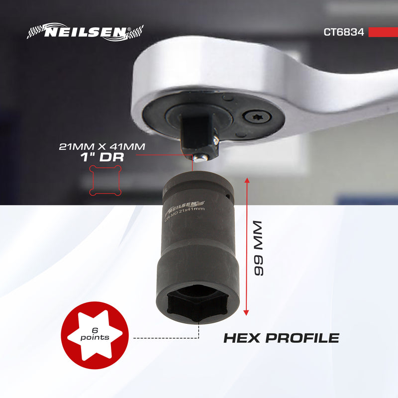 CT6834 - Budd Wheel Nut Socket Set 1 Inch Dr 21mm x 41mm