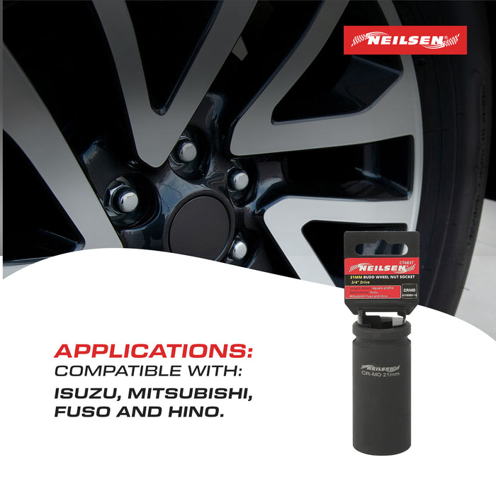 CT6837 - Budd Wheel Nut Socket Set 3/4 Inch Dr 21mm
