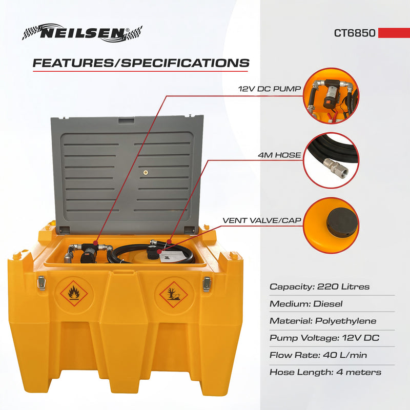 CT6850 - 220L Plastic Diesel Fuel Tank For Engineering Lightweight Vehicle