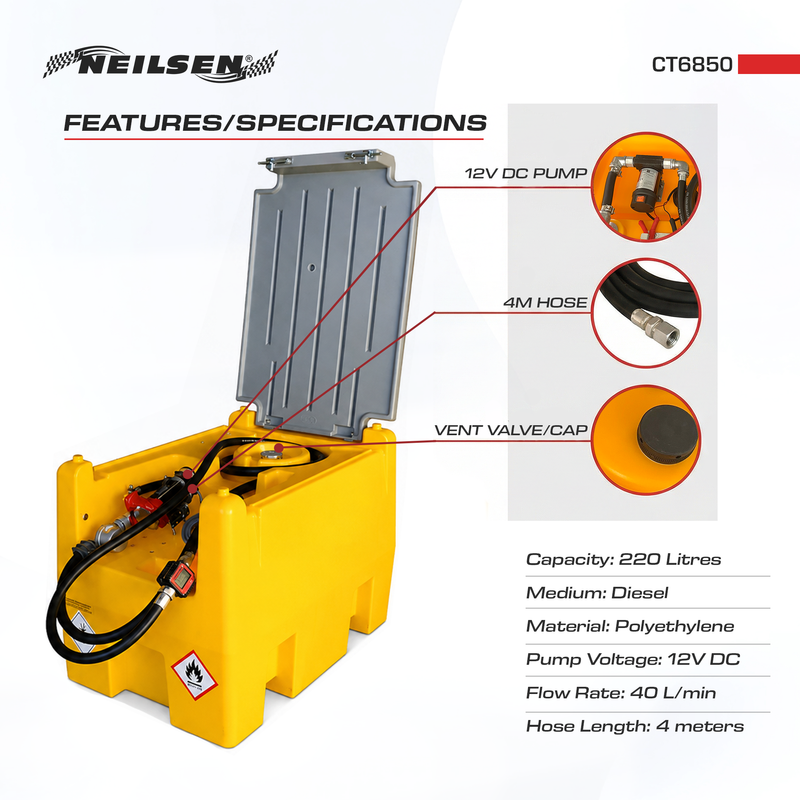 CT6850 - 220L Plastic Diesel Fuel Tank For Engineering Lightweight Vehicle