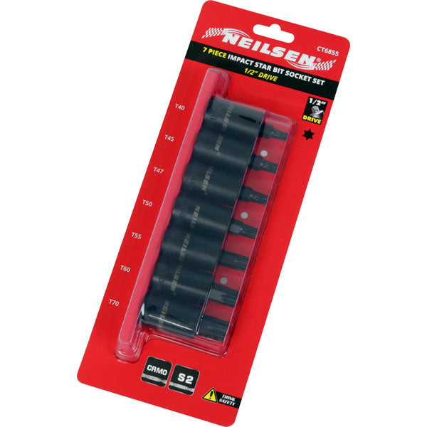 CT6855 - 7pc 1/2 Inch  Dr Impact Star Bit Set T40-T70