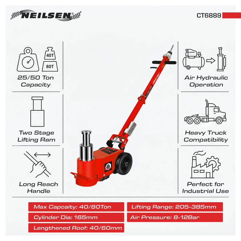 CT6889 - Air Hydraulic Jack 40/80 Ton