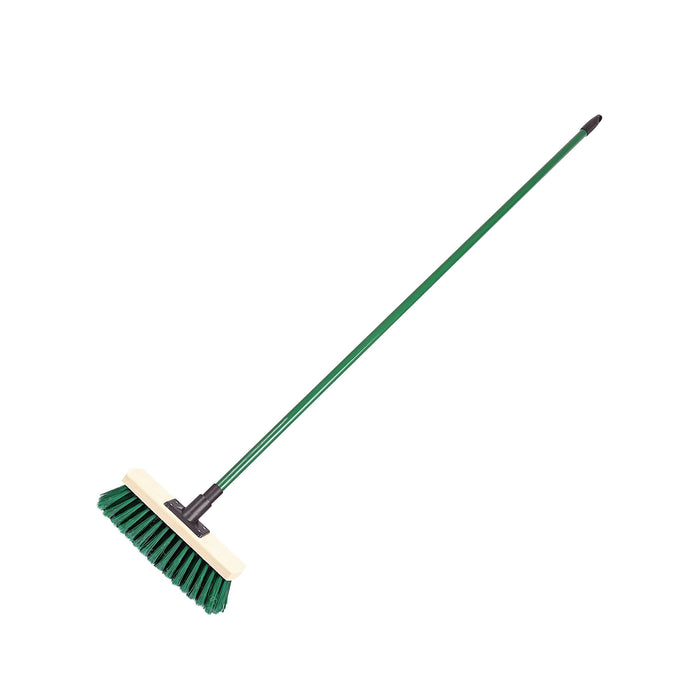 CT6905 - Green Stiff Bristle Broom & Screw Fit Metal Handle - 300mm