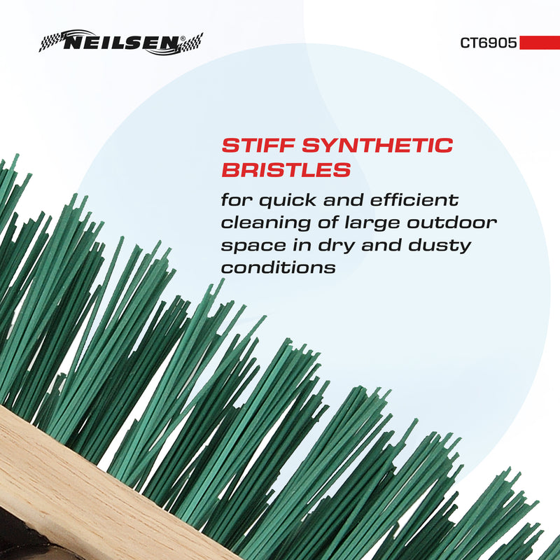 CT6905 - Green Stiff Bristle Broom & Screw Fit Metal Handle - 300mm