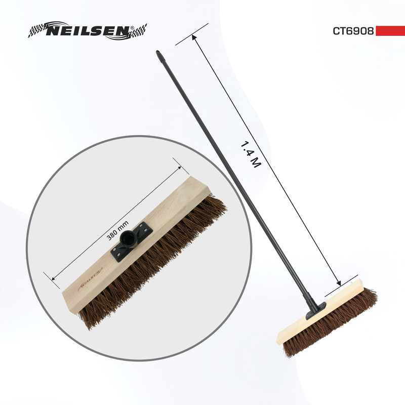 CT6908 - Stiff Broom With Natural Bassine Hard Bristle - 380mm