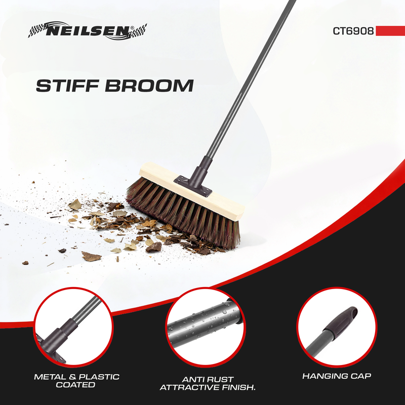 CT6908 - Stiff Broom With Natural Bassine Hard Bristle - 380mm