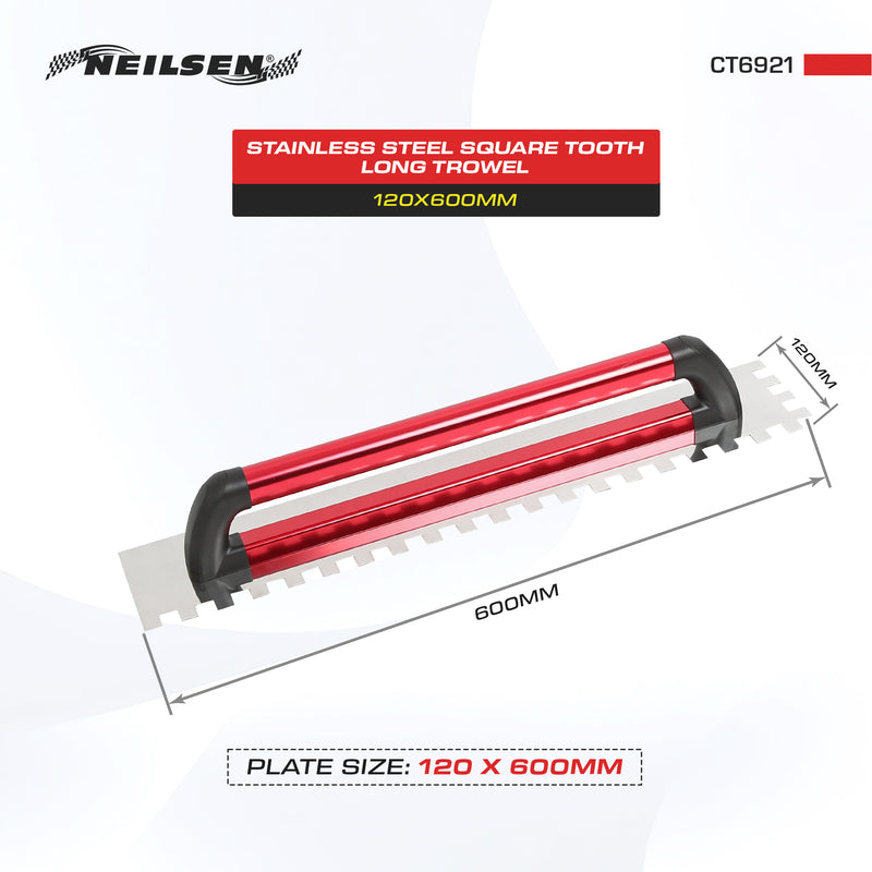 CT6921 - Stainless Steel Square Tooth Long Trowel 120X600mm