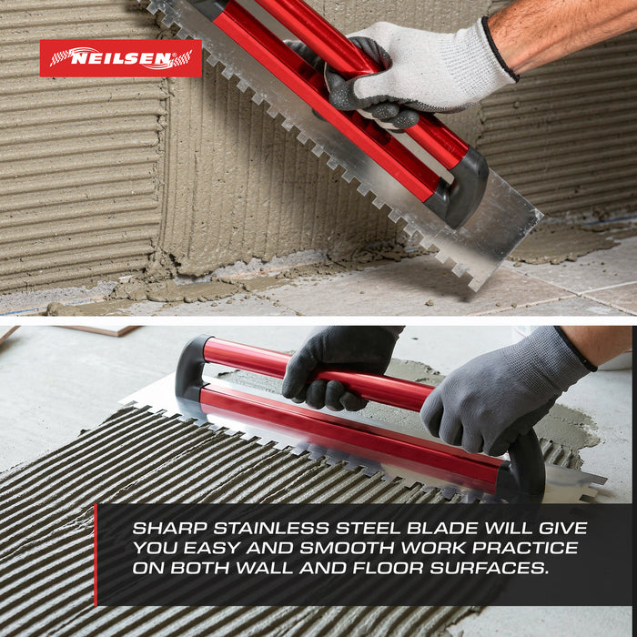 CT6921 - Stainless Steel Square Tooth Long Trowel 120X600mm