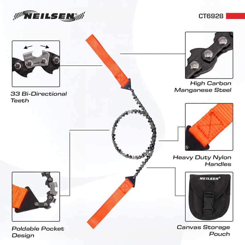 CT6928 - 33 Tooth Pocket Chainsaw with Paracord Handle
