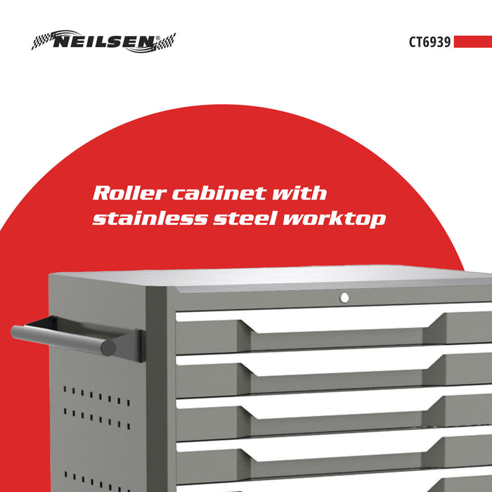 CT6939 - 27inch 7 Drawer Mobile Roller Tool  Cabinet  With Stainless Steel Top