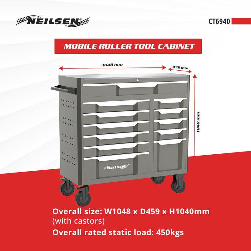 CT6940 - 42inch 12 Drawer Roller Mobile Tool Cabinet With Stainless Steel Top