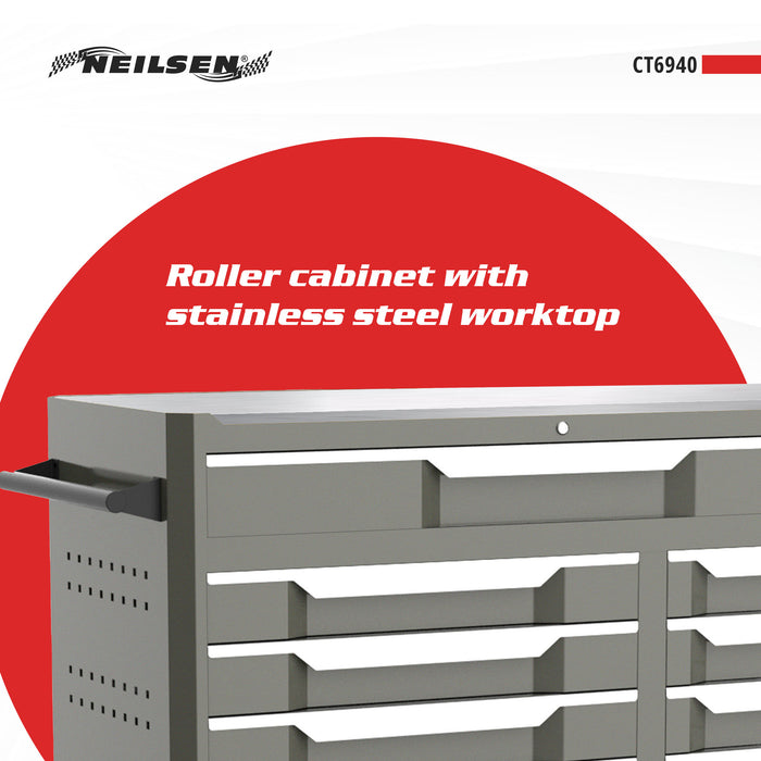 CT6940 - 42inch 12 Drawer Roller Mobile Tool Cabinet With Stainless Steel Top