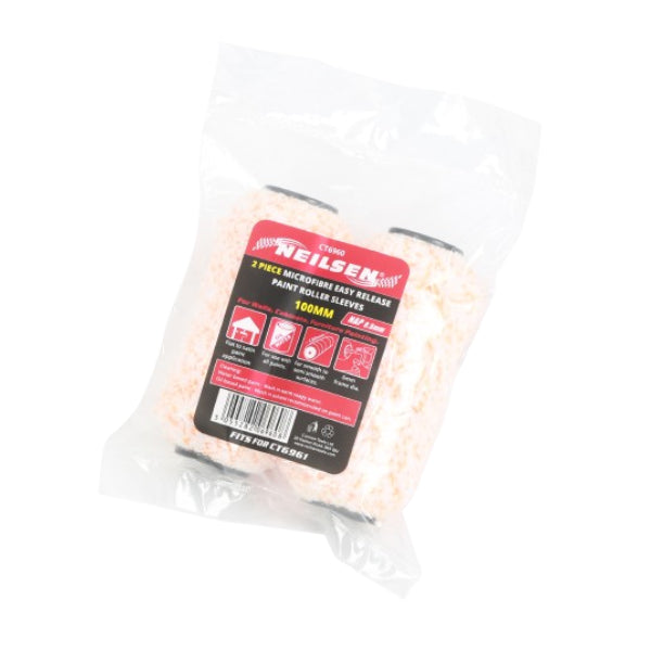 CT6960 - 2pc Microfibre Easy Release Paint Roller Sleeve 100mm