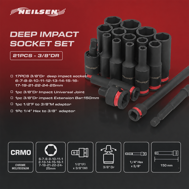 CT7109 - 21pc Deep Impact Socket Set 3/8"DR
