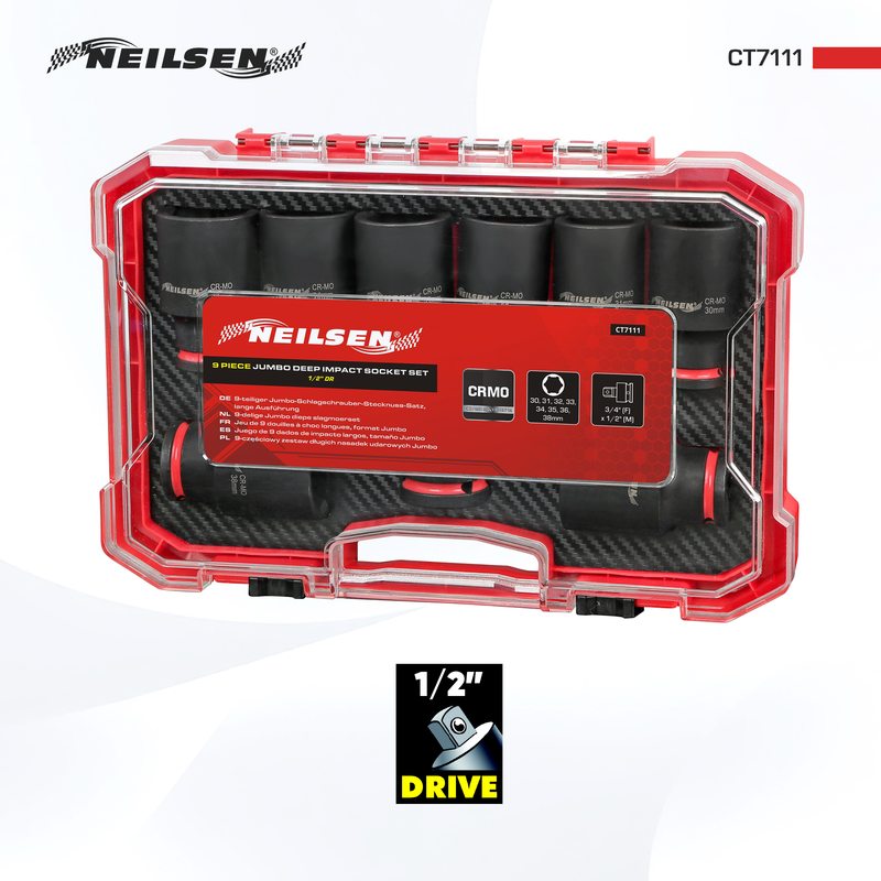 CT7111 - 9pc Jumbo Deep Impact socket Set 1/2"DR