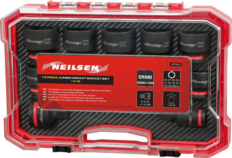 CT7113 - 13pc Jumbo Impact Socket Set 1/2"DR 24-38mm