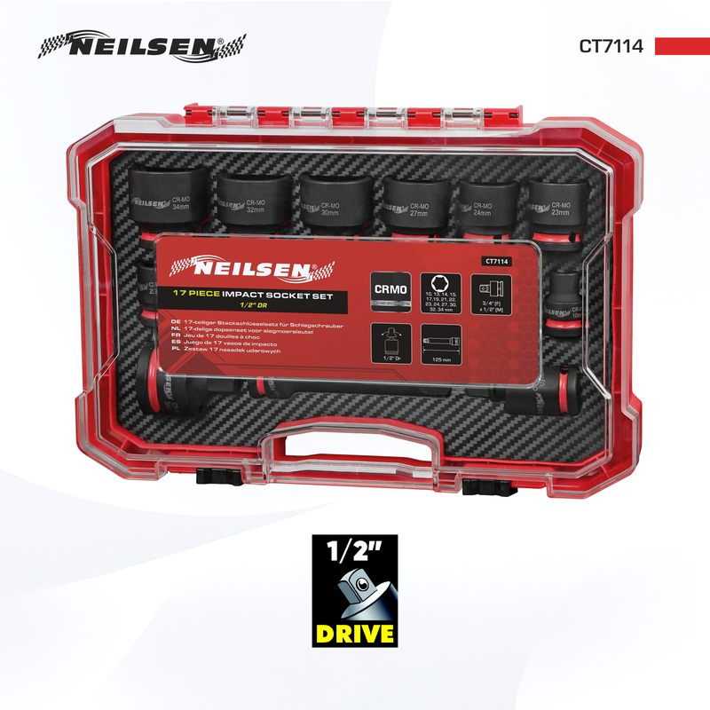 CT7114 - 17pc Impact Socket Set 1/2"DR 10-34mm
