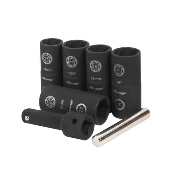 CT7118 - 7pc Standard Hex & Damaged Lug Nut Flip Socket Set