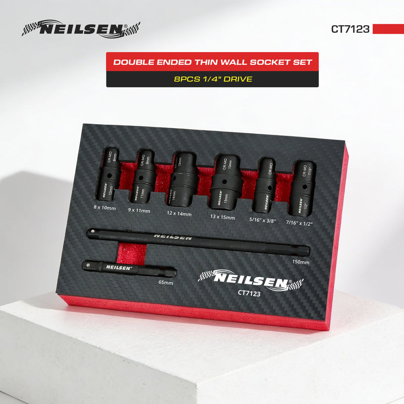 CT7123 - 8pc 1/4inch Double Ended Thin Wall Socket Set