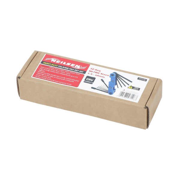 CT7126 - Heavy Duty Folding Hex Key Set 12-key metric sizes :1.5-12mm