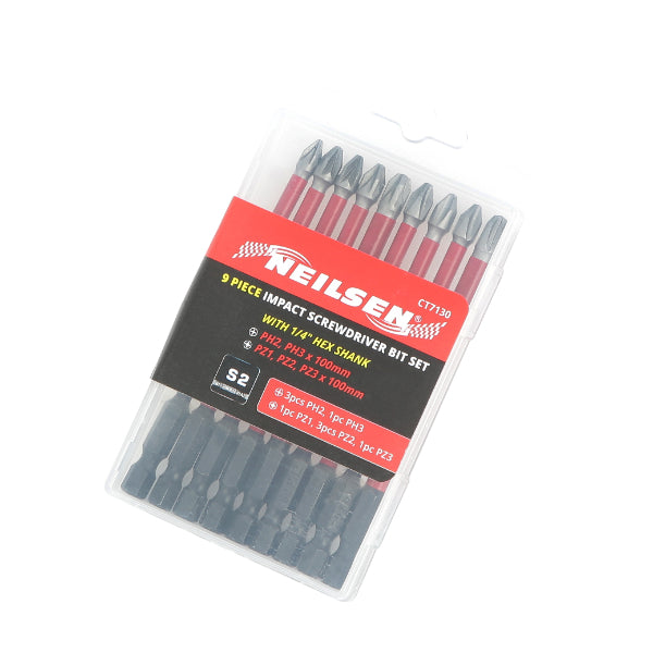 CT7130 - 9pc Impact Screwdriver Bit Set 100mm L