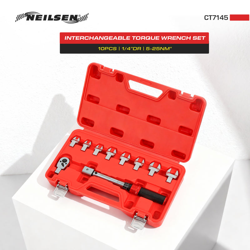 CT7145 - 10pc 1/4 Inch Dr Interchangeable Torque Wrench Set