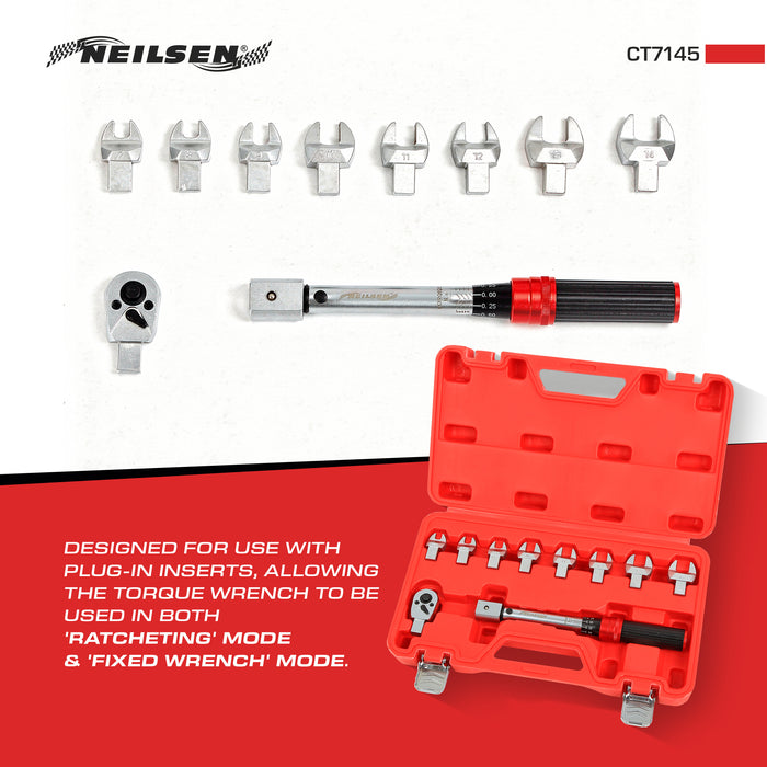 CT7145 - 10pc 1/4 Inch Dr Interchangeable Torque Wrench Set