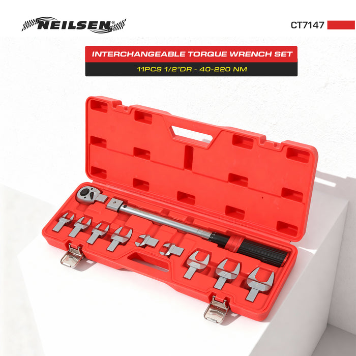 CT7147 - 11pc 1/2 Inch Drive Interchangeable Torque Wrench Set