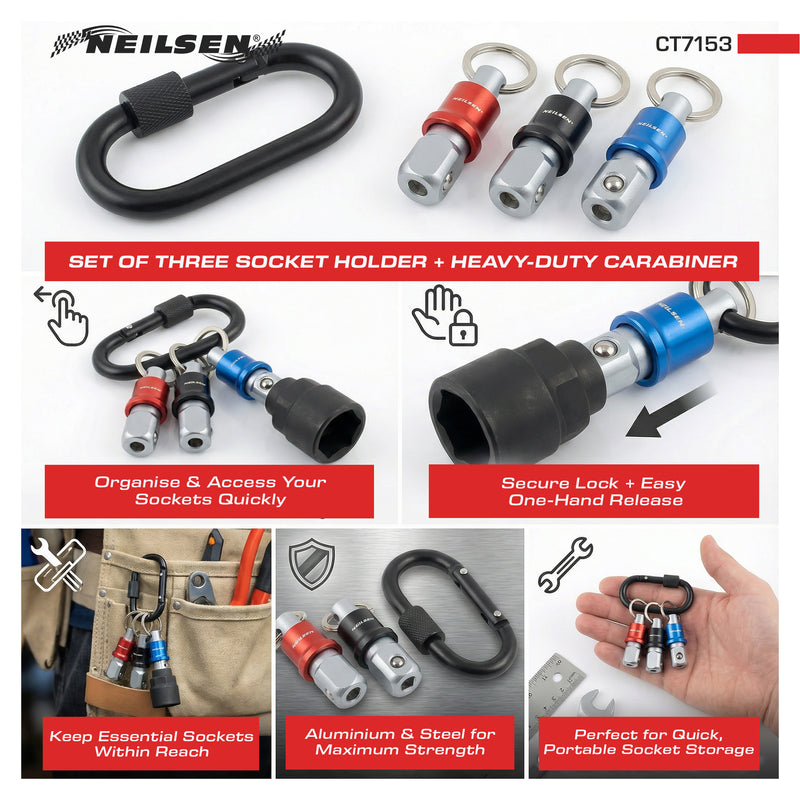 CT7153 - 1/2 Inch Socket Holder With Heavy Duty Carabiner