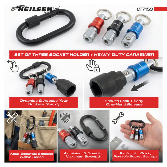 CT7153 - 1/2 Inch Socket Holder With Heavy Duty Carabiner