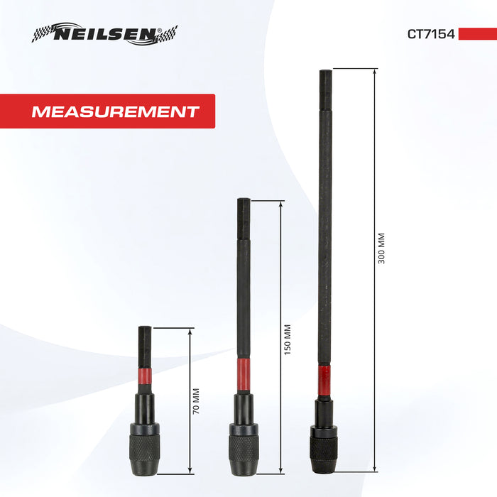 CT7154 - 3pc 1/4 Inch Quick Release Magnetic Drill Bit Holder Extension Bar