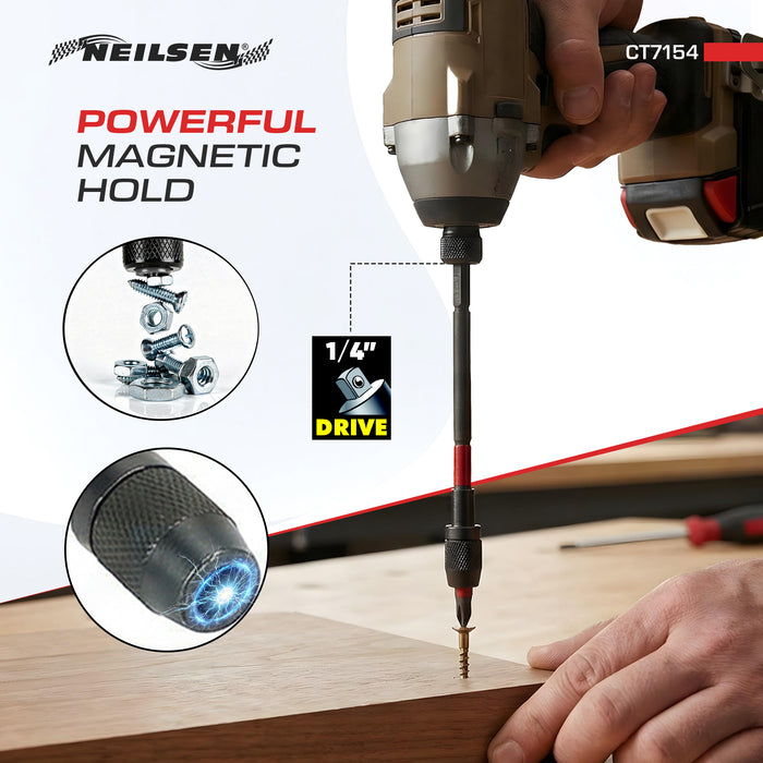 CT7154 - 3pc 1/4 Inch Quick Release Magnetic Drill Bit Holder Extension Bar