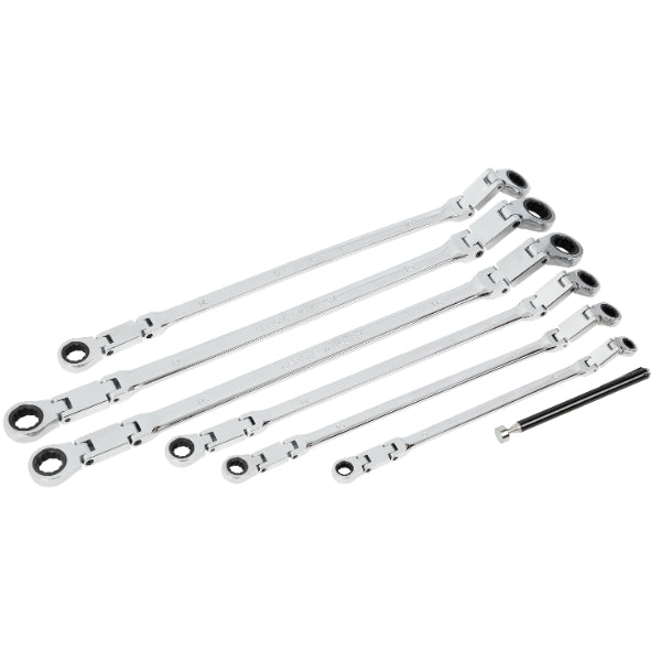 CT7155 - 7pc Extra Long Double Joint Flexible Head Ratchet Wrench With Pick Up Tool