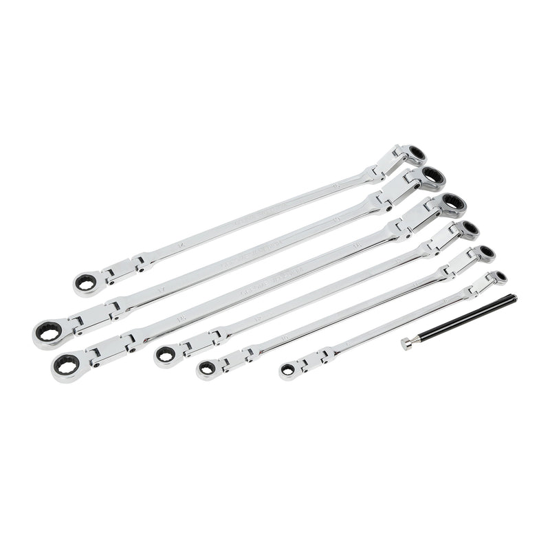 CT7155 - 7pc Extra Long Double Joint Flexible Head Ratchet Wrench With Pick Up Tool