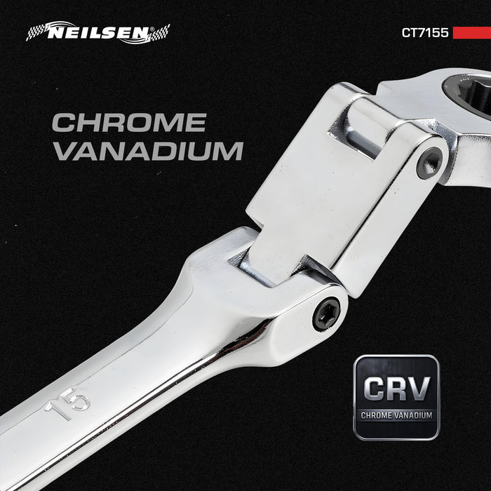 CT7155 - 7pc Extra Long Double Joint Flexible Head Ratchet Wrench With Pick Up Tool