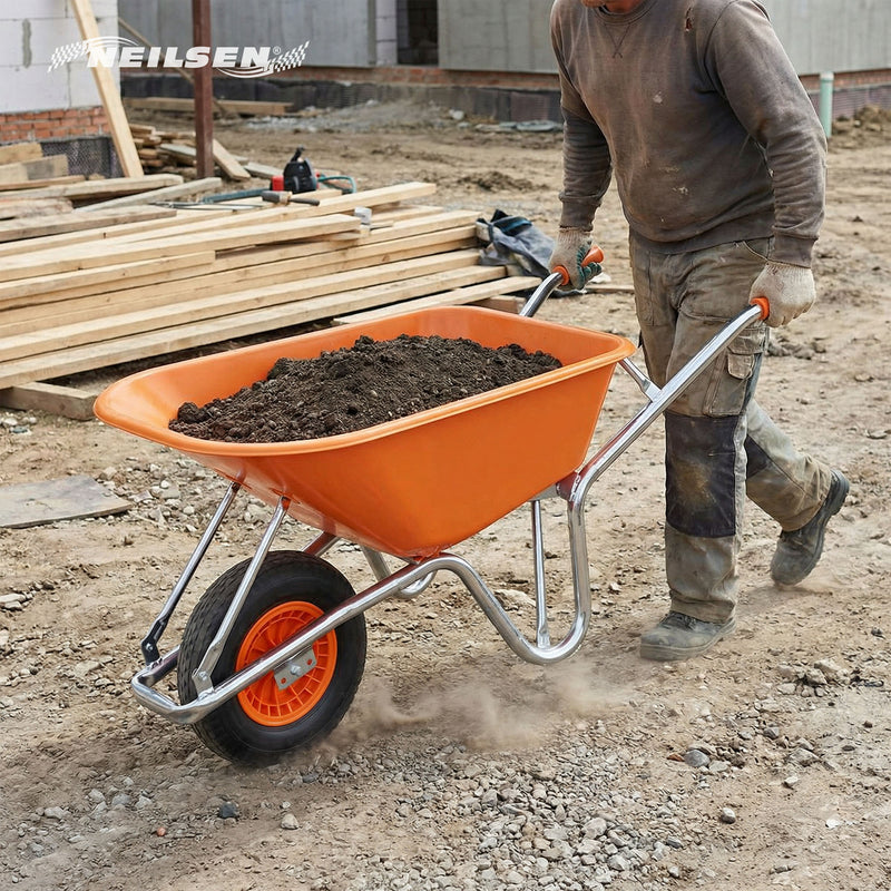 CT7169 - Heavy Duty Wheel Barrow - 200kg Load - Includes 1pc Solid Wheel + 1pc Pneumatic Wheel