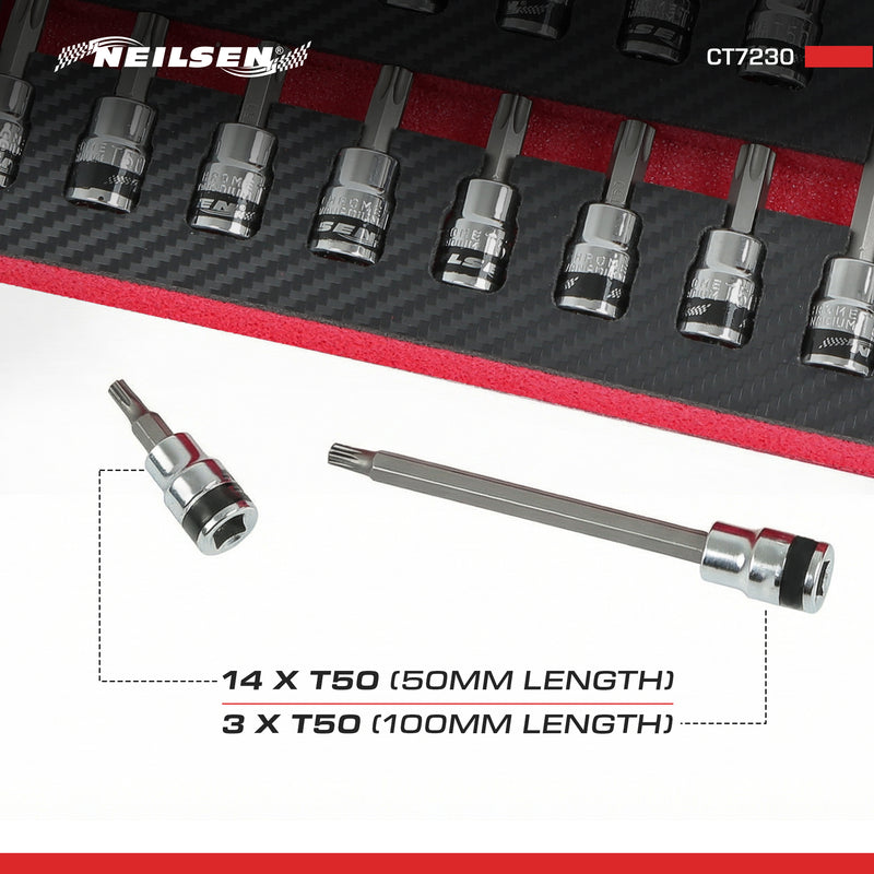 CT7230 - 17pc T50 Star Bit Set 3/8 Inch Dr