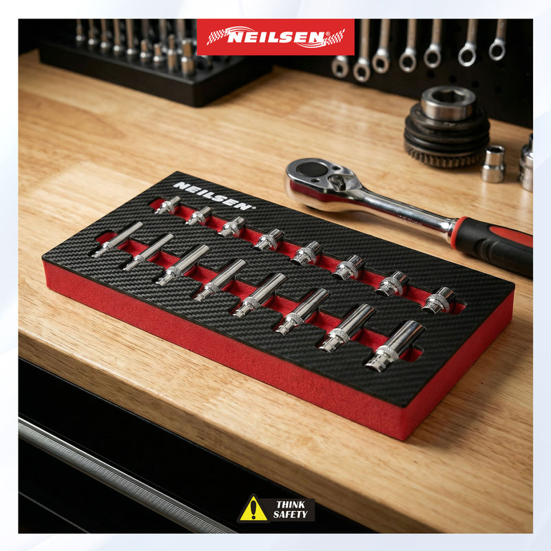 CT7231 - 16pc Short & Deep 1/4 Inch Dr 8mm ,10mm,12mm,13mm 6PT Socket Set