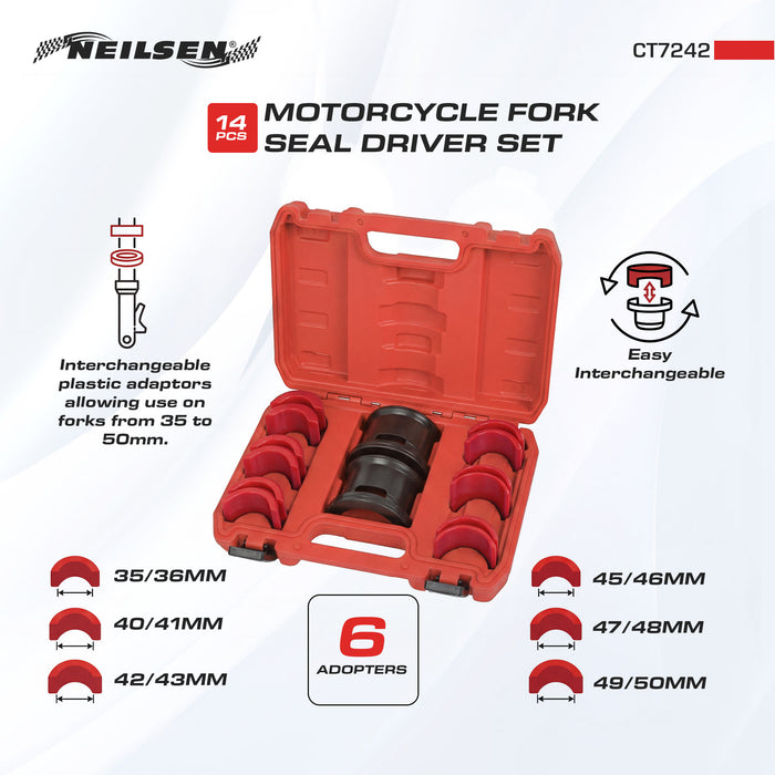 CT7242 - 14pc Motorcycle Fork Seal Driver Set
