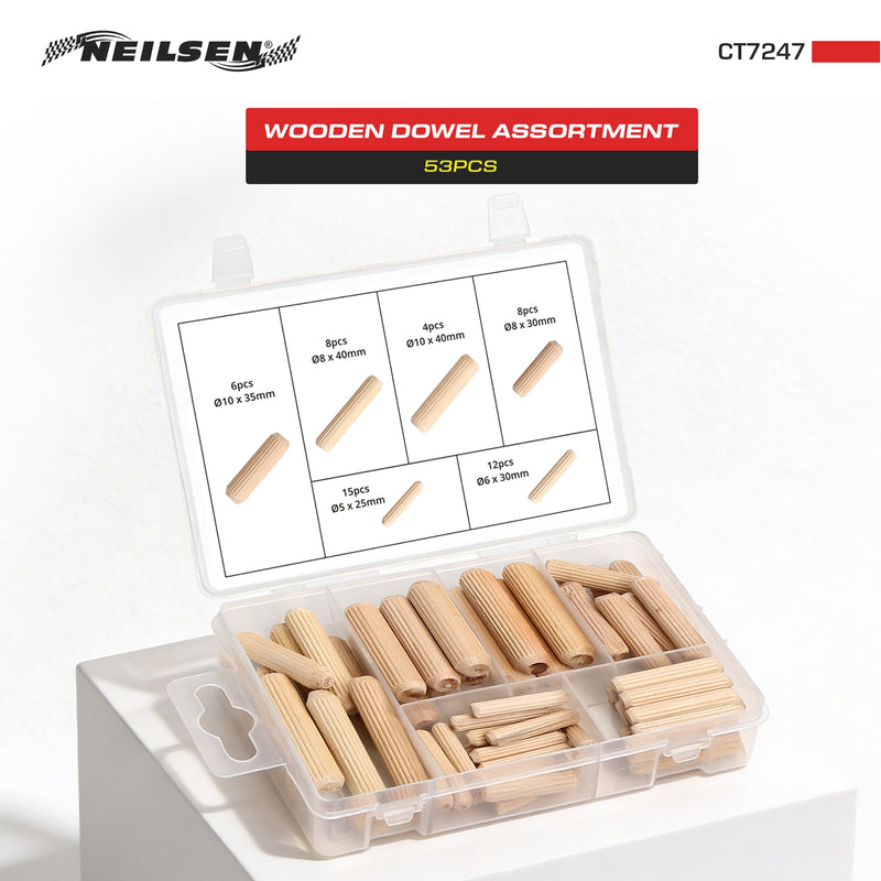 CT7247 - 53pcs Wooden Dowel Assortment