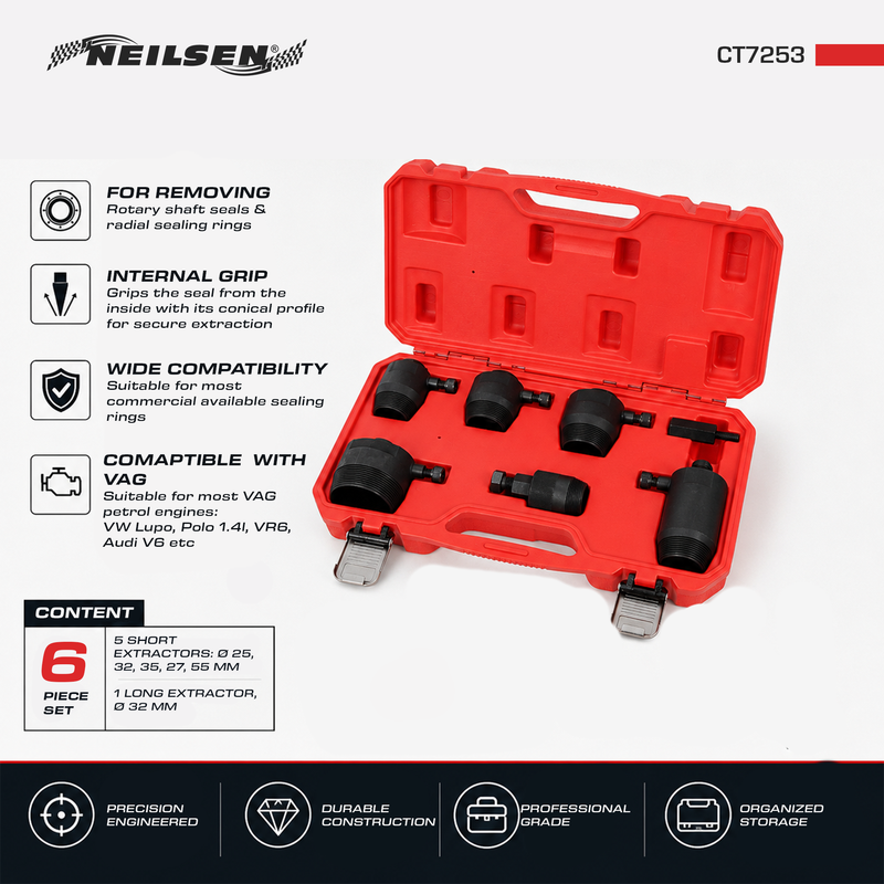 CT7253 - Crank & Camshafts Radial Seal Ring Extractor Tool Set VAG