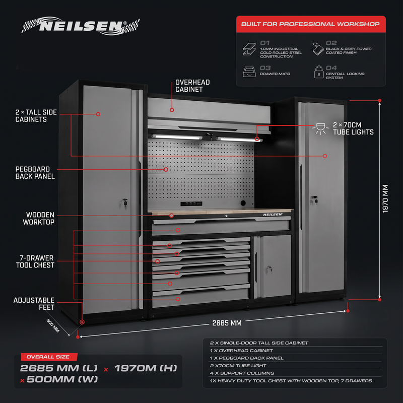 CT7264 - Garage Workbench Storage System ToolBox